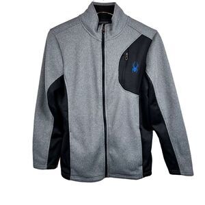 SPYDER Fleece Jacket Full Zip in Gray and Black Youth Size XL